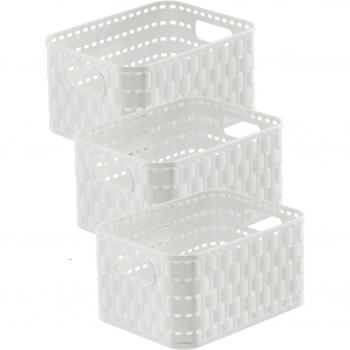 Cajas de almacenamiento blancas Rotho, set de 3