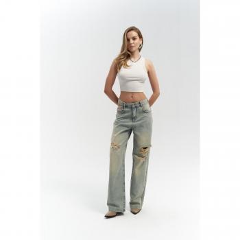 Oldwin Vintage Print Jeans - Grijs - Maat L