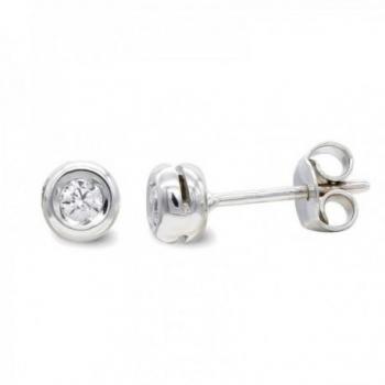 Pendientes Inmaculada Romero oro blanco 18k chatón circonita centro presión