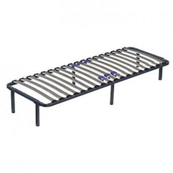 Sommier Noir Cadre à Lattes Renforcées – Pieds Métalliques – 90x200 cm