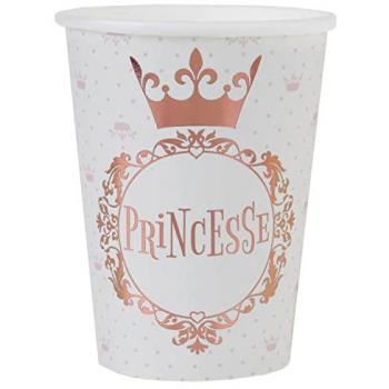 10 gobelets carton couronne princesse 27cl rose gold