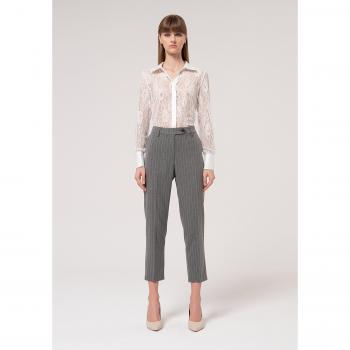 Pantalone chino regular fit in tessuto gessato