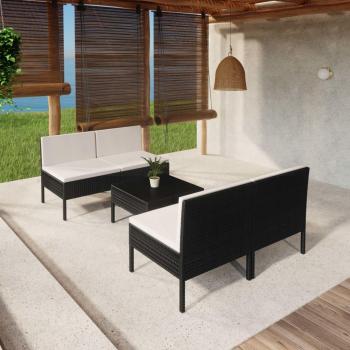VidaXL 5-tlg. Garten-Lounge-Set mit bequemen Auflagen aus Poly Rattan Schwarz