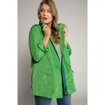 Plus Size Green Stowable Hooded Jacket for Women, Size 32/34, Polyester