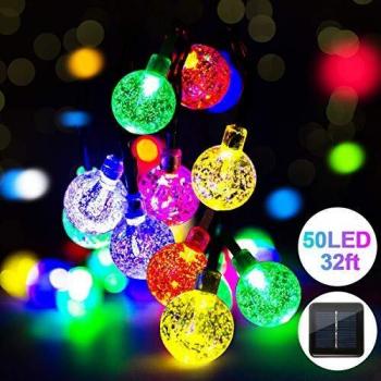 Fulighture - Guirnalda de luces LED solares (50 ledes, luz cálida)