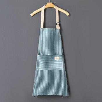 Tablier uni en coton et lin à carreaux, pour tous les cuisiniers, avec 2 poches
