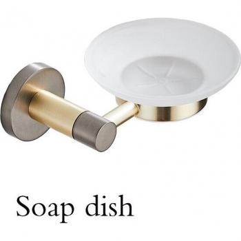 BAKALA Brushed Gold & Grey Brass Round Toilet Paper Holder