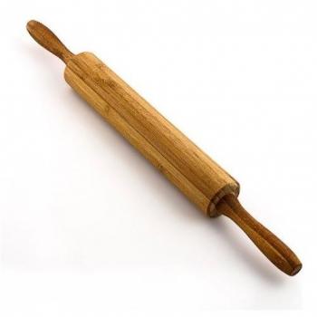 TrAdE Shop Traesio - Mattarello Bambù Bamboo Girevole 45cm Perno Di Rotolamento Legno Naturale Cucina