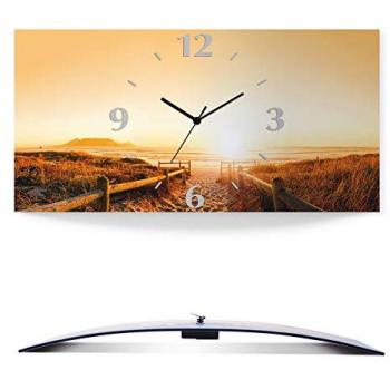 Artland Wanduhr Sonnenuntergang Panorama Strand (3D Optik gebogen, mit Quarz- oder Funkuhrwerk, versch. Größen)