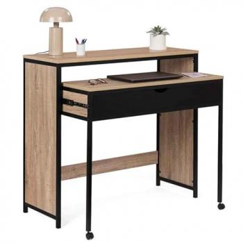 Bureau extensible 1 tiroir noir BOSTON design industriel