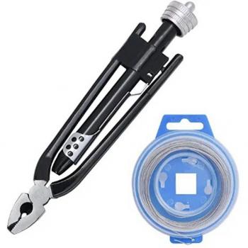 6-Inch Stainless Steel Safety Wire Twisting Pliers Set with 15M Lock Twist Wire