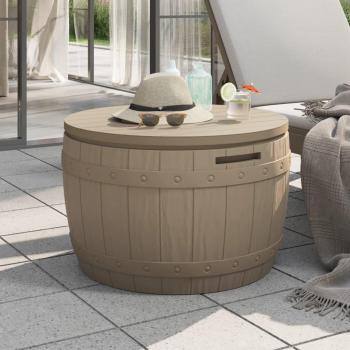 in-1 Outdoor Garden Storage Box Light Brown Polypropylene