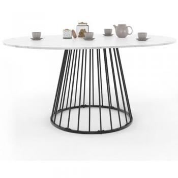 Table à manger YUNA extensible 4-8 personnes marbre blanc