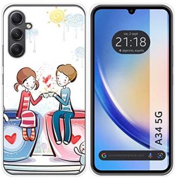 Funda Silicona Samsung Galaxy A34 5G Diseño Café