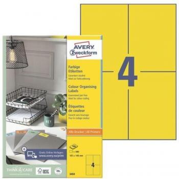 Avery Etichetta multiuso Zweckform 3459 - 105 mm x 480 mm - 400 pz - Giallo