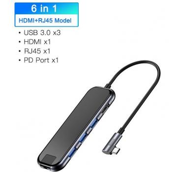 Baseus Hub Multifunción Tipo‑C: USB, HDMI y RJ45