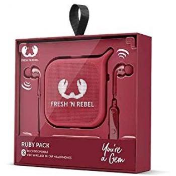 Pack Cadeau Fresh 'n Rebel Pebble Enceinte Bluetooth + Écouteurs Ruby