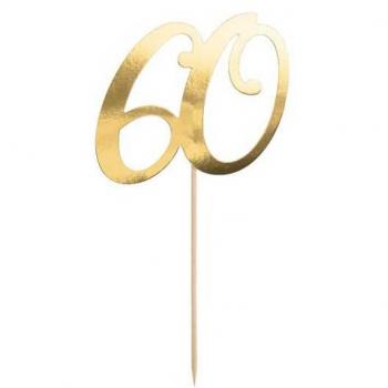 Decorazione torta 60 anni oro 20 cm