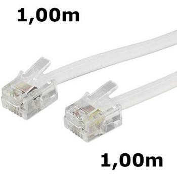 Câble ADSL RJ11 Mâle vers RJ11 Mâle - Blanc - 1 m