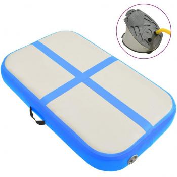 Tappetino Ginnastica Gonfiabile con Pompa 60x100x10 cm PVC Blu
