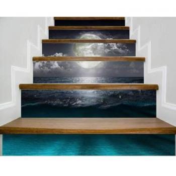 3D Treppen Aufkleber Selbstklebend Wasserfall Bücher Dekoration