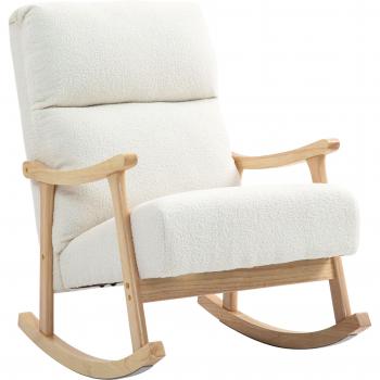 Sedia Ergonomica Dondolo HOMCOM Tessuto Vellutato Crema
