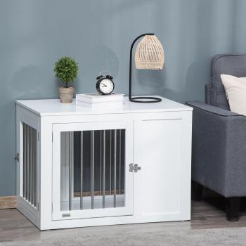 PawHut Medium & Large Dog Pet Crate w/Lockable Doors, White D02-08