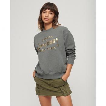 Rich Charcoal Metallic Graphic Sweatshirt for Women