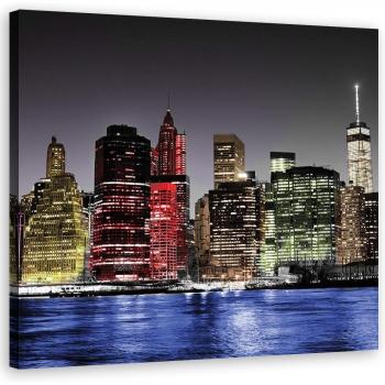 Canvas‑Poster „Stadt in Neonlicht“ – 30 × 30 cm, bunt