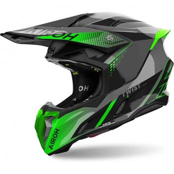 Airoh Twist 3 Shard Casco de motocross - Negro Gris Verde (2XL)