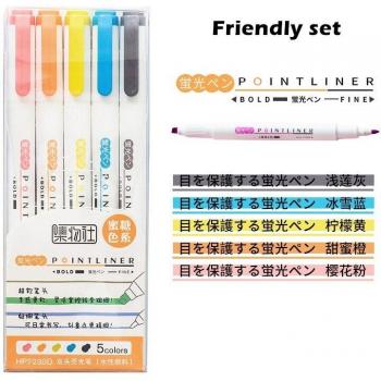 5pcs Dual-Ended Fine Point Fluorescent Markers F011