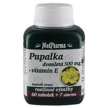 MedPharma Pupalka Dvojročná 500 mg + Vitamín E (60+7 zadarmo)