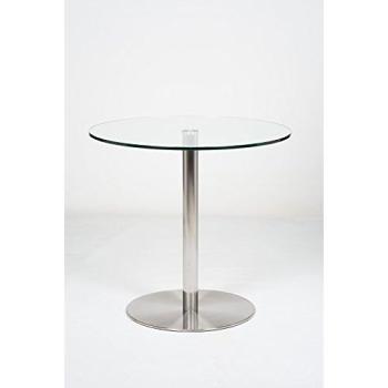 Silver 80cm Circular Glass Dining Table – Target Edition