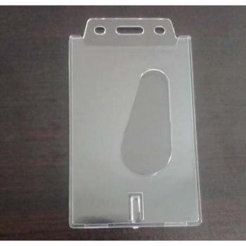 Double Card ID Badge Holder - Hard Plastic Transparent (10x6cm)