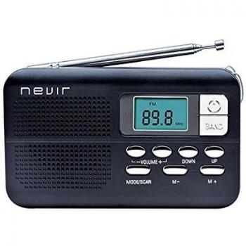 Nevir NVR-127DNEGRO - Reloj Radio Digital Portátil con Alarma y Correa de Mano, Color Negro
