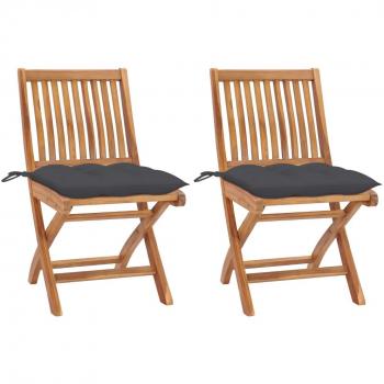 VidaXL Anthracite Teak Patio Chair Pair – 2 Pieces
