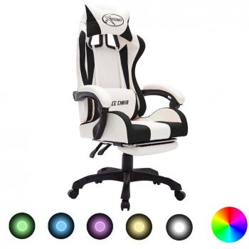 Sonata Gaming Table RGB LED Light Black/White Synthetic Leather