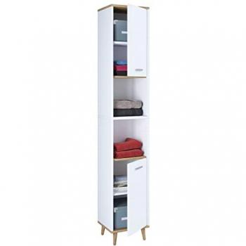 Armadio da Bagno VCM Legno Bianco e Rovere