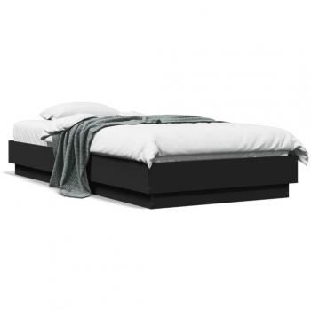 VidaXL Bed Frame without Mattress with LED Lights Black 75x190 cm Small Single