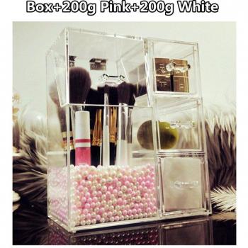 Make-up Pinsel Aufbewahrung mit 3 Schubladen und Perlen