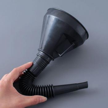 2 in 1 Black Plastic Funnel Spout for Oil, Water, Fuel, Diesel, Gasoline - Car Accessories