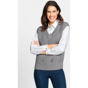 Top en Tricot Helline 50% Coton Gris Pierre 42