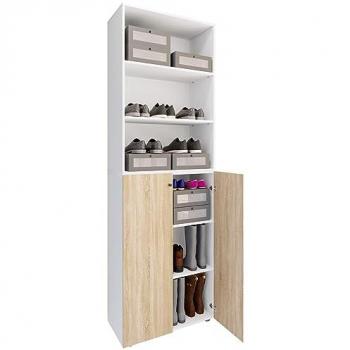Scaffale Mobili VCM XL – 6 Scomparti, Legno Grande, Lona Bianco/Rovere