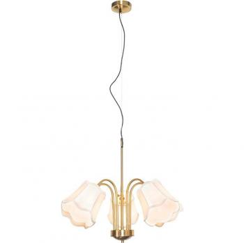 QAZQA Traditional Brass Pendant Lamp – White Shade