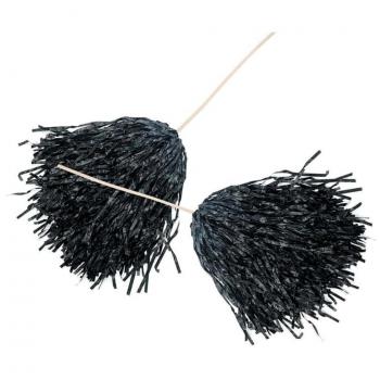 Wooden Stick Pom‑Pom Set – 24 Black Cheerleader
