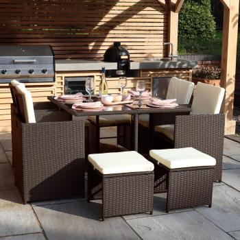 Cannes Brown 8 Seater Cube Set