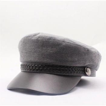 Black Cotton Newsboy Cap – Women's Winter & Spring