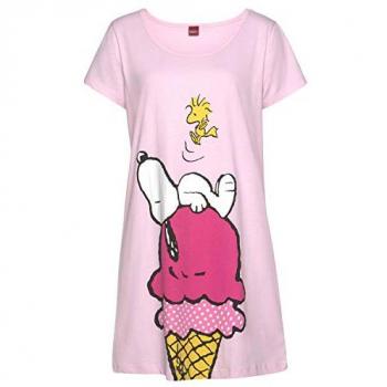 Camiseta Noche Peanuts Rosado Suave