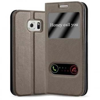 Estuche de Libro para Samsung Galaxy S6 EDGE - Color Marrón Piedra