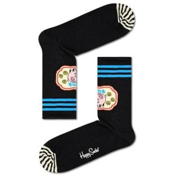 Calcetines Crew Cerdito Negro 3/4 Talla 41-46 - Tejido Suave y Estilo Divertido